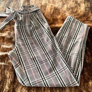 Stylish Plaid Pants with Pink Accents
